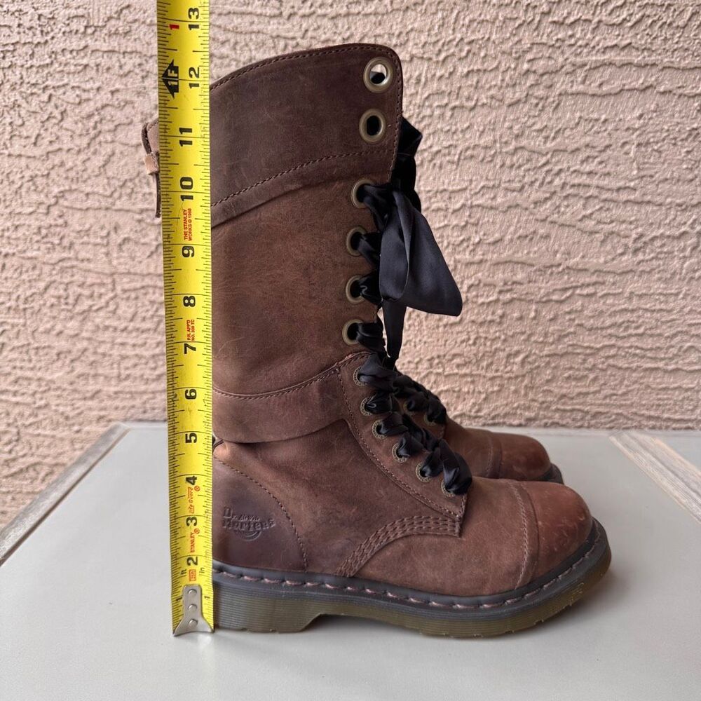 Dr. Martens Triumph Boots Womens Sz 8 Brown Pink Floral Foldover Tall Combat - Picture 14 of 15
